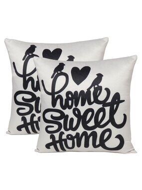 Oussum Decorative Cushion Cover Cotton Sofa Pillow Cover Quote Printed Set of 2